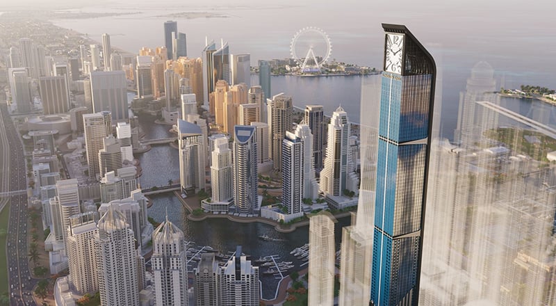 Dubai Begins Construction on Aeternitas Tower, the World's Tallest Residential Clock Tower